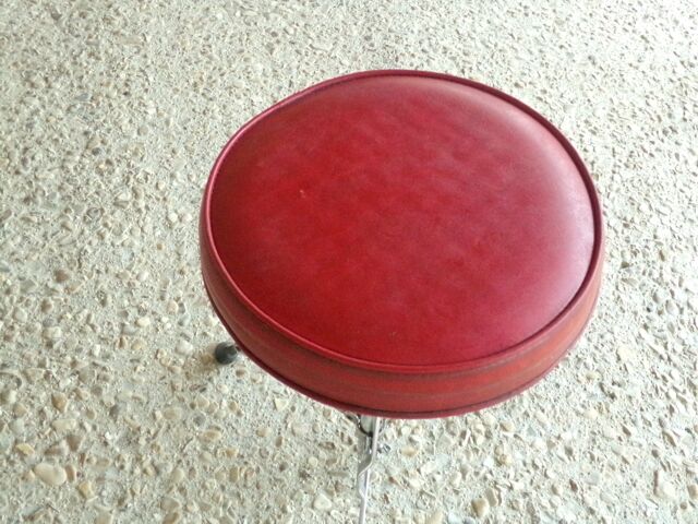 Vintage skai and metal, folding stool