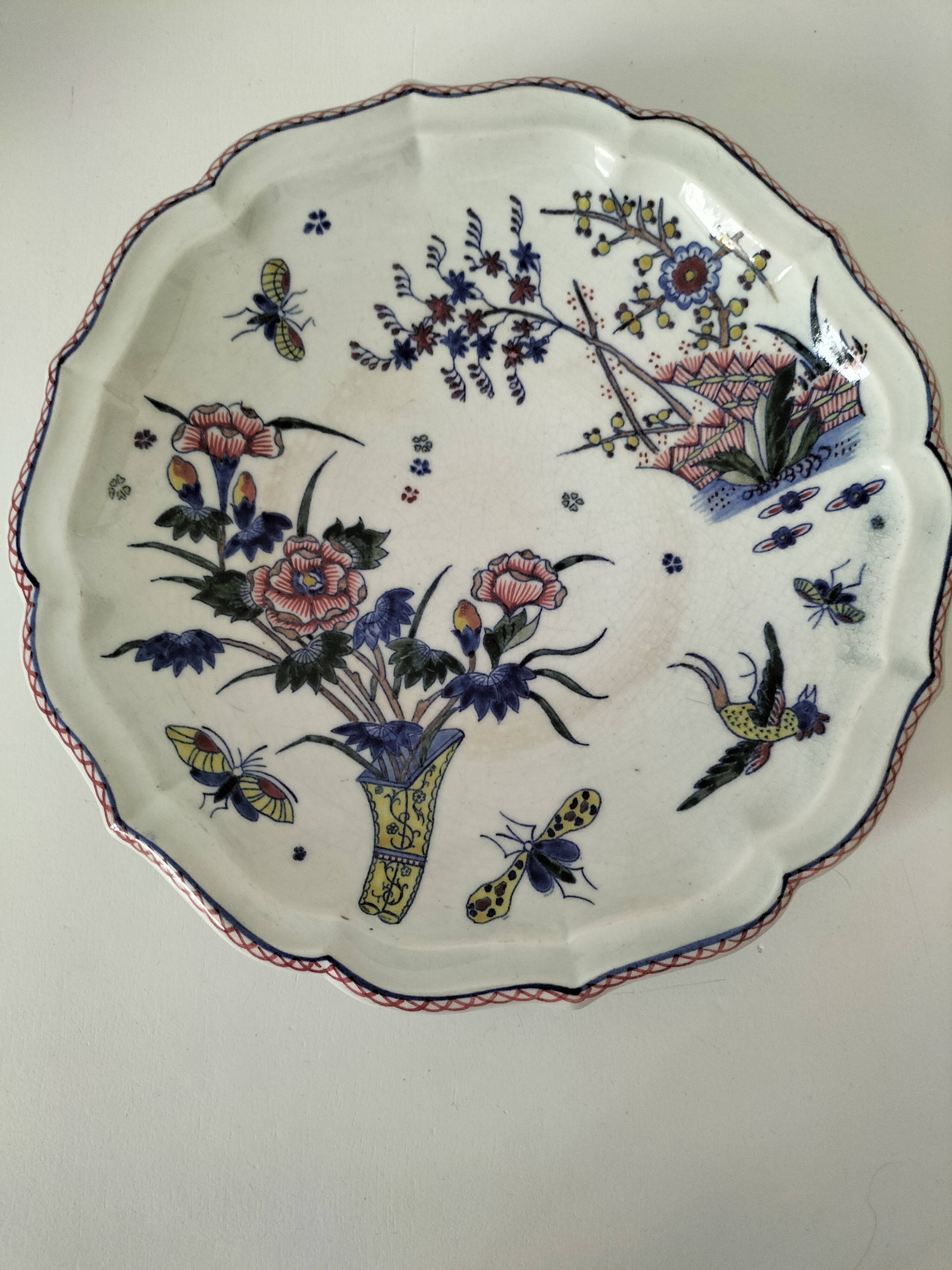 Desvres faience plate – Decoration on both sides – Circa 1890-1910