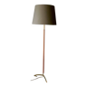 Danish teak floor lamp with brass tripod foot, 1960s