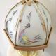 Lampe en verre, bois et métal doré