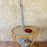 Rattan coffee table with range magazines, vintage circa 60's