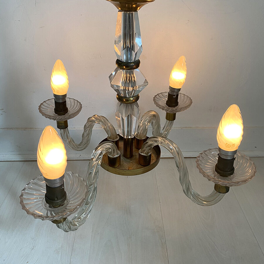 50's vintage glass and brass suspension