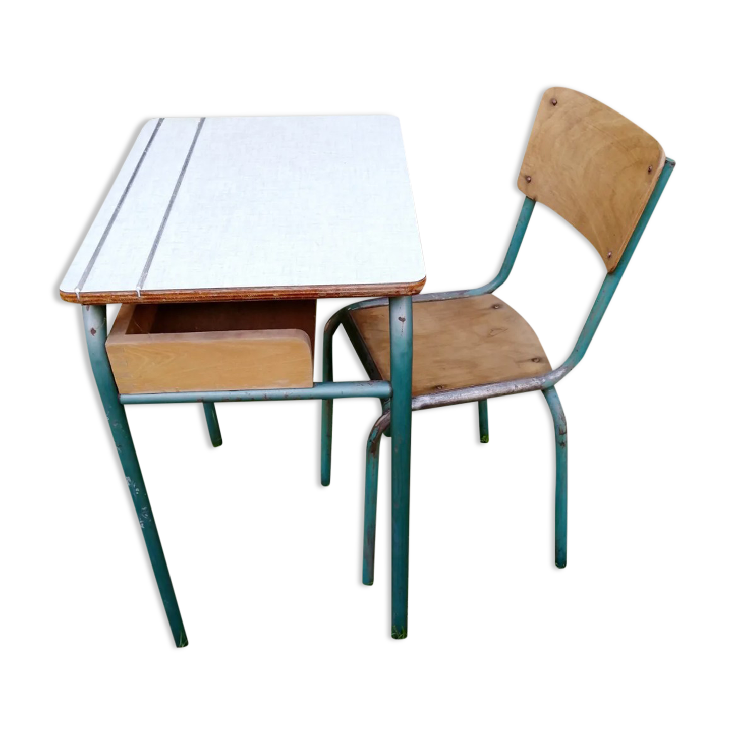 Bureau d´écolier taille adulte et sa chaise assortie
