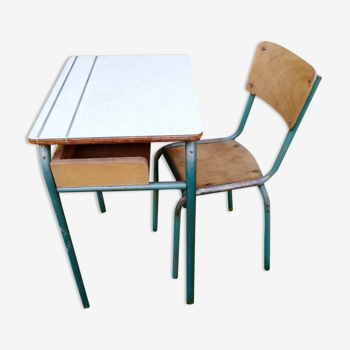 Bureau d´écolier taille adulte et sa chaise assortie