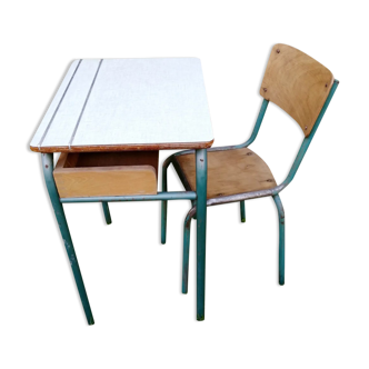 Bureau d´écolier taille adulte et sa chaise assortie