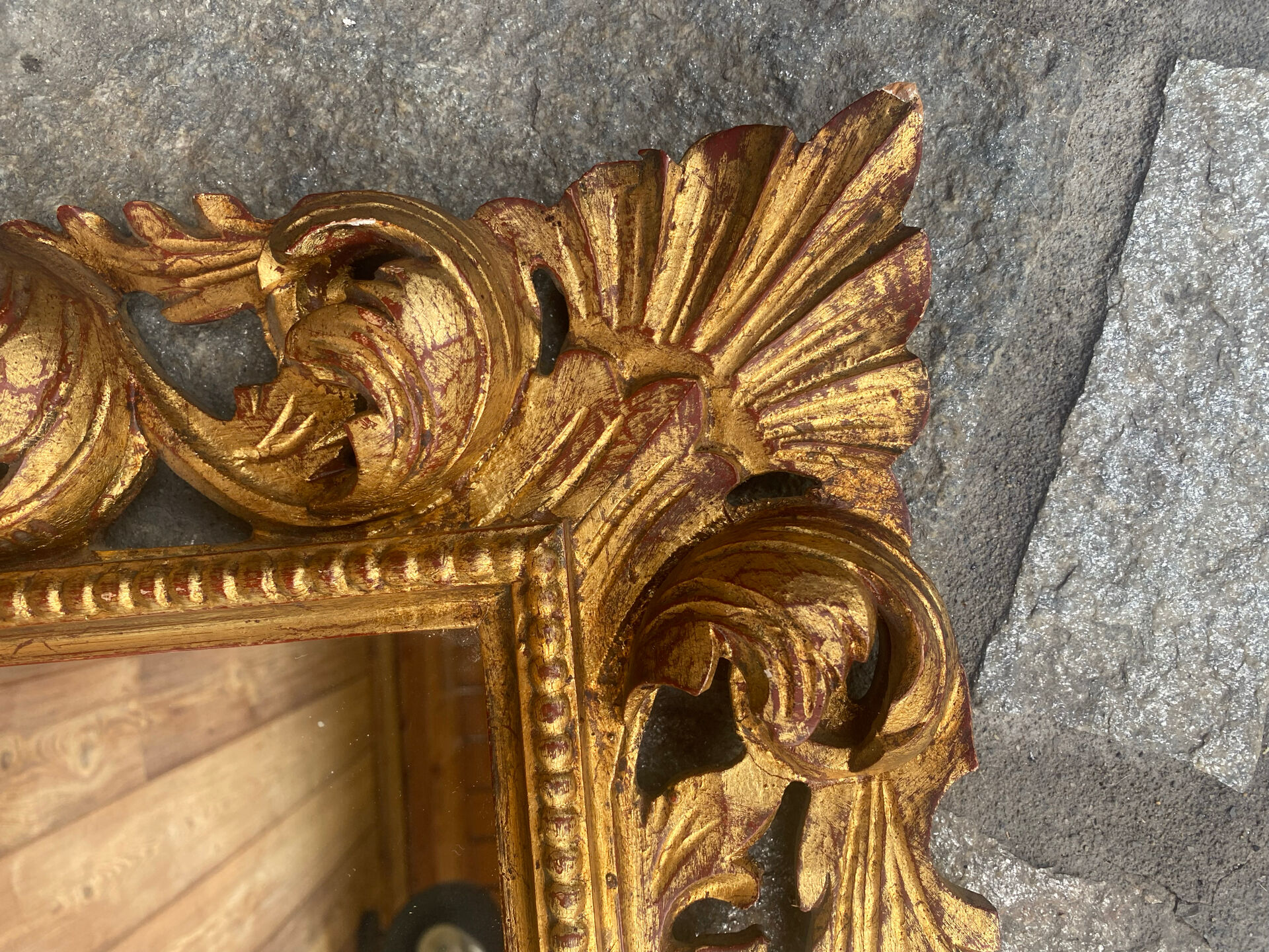 Antique mirror in carved wood