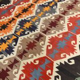 8x12 Multicolor Geometric Vintage Kilim Rug, 252x361Cm