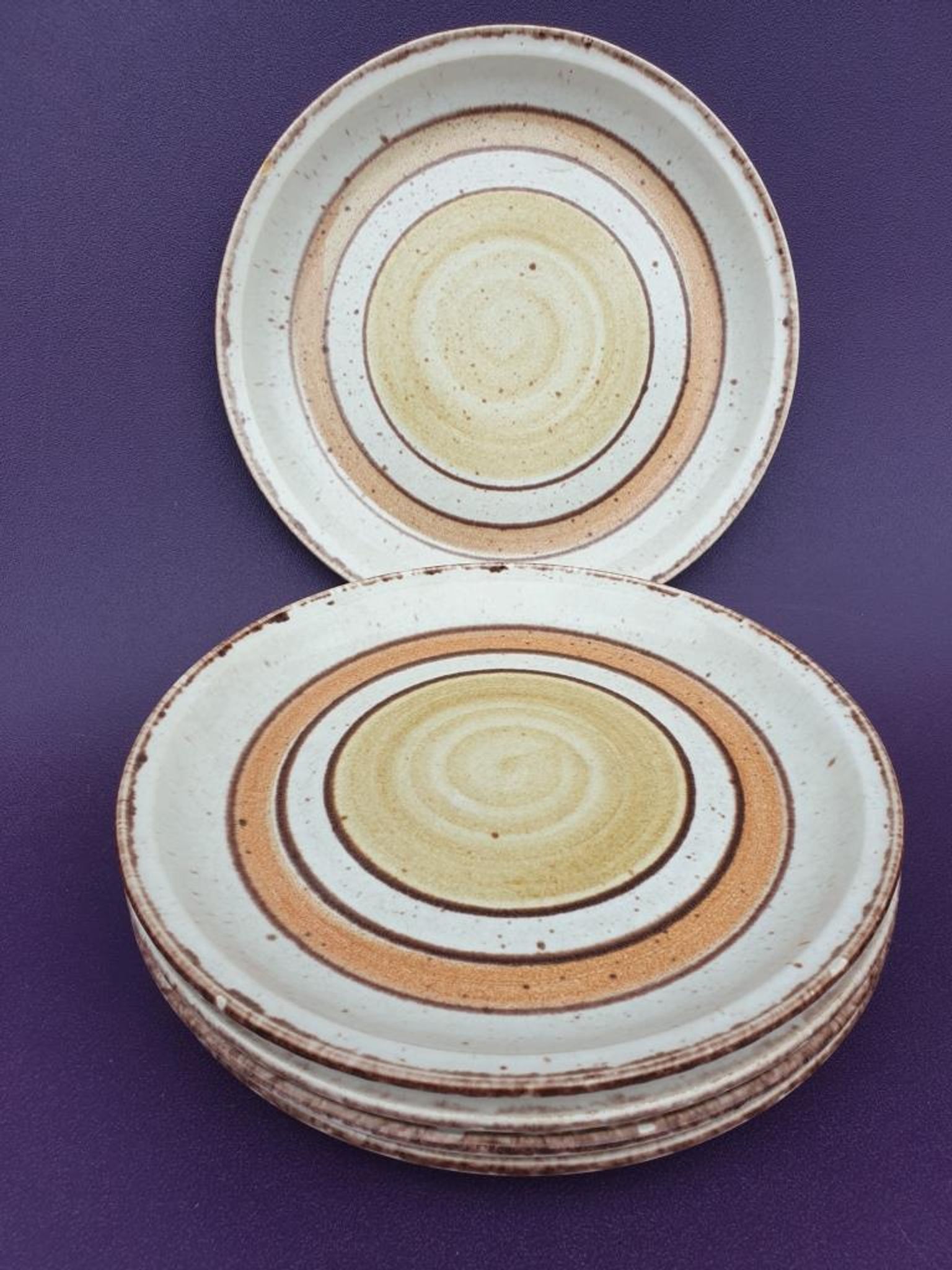 Set 11 plates Gien France model Etna spirals bohemian retro 1970