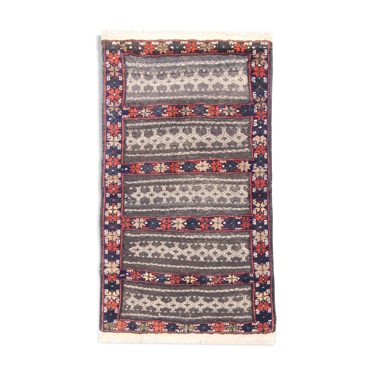 Hand made oriental wool carpet traditional tribal carpet- 75 x 133 cm