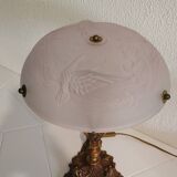 Empire style lamp circa 1950 and glass paste lampshade