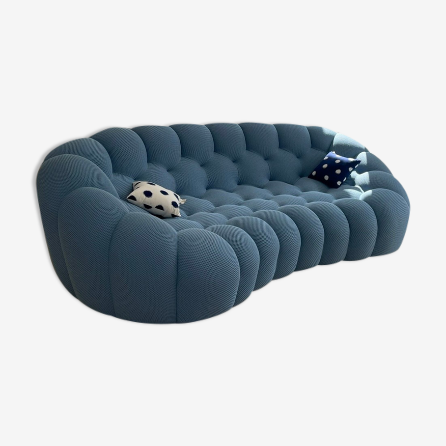 Canapé 3 places arrondi Roche Bobois Bubble 2 bleu denim | Selency