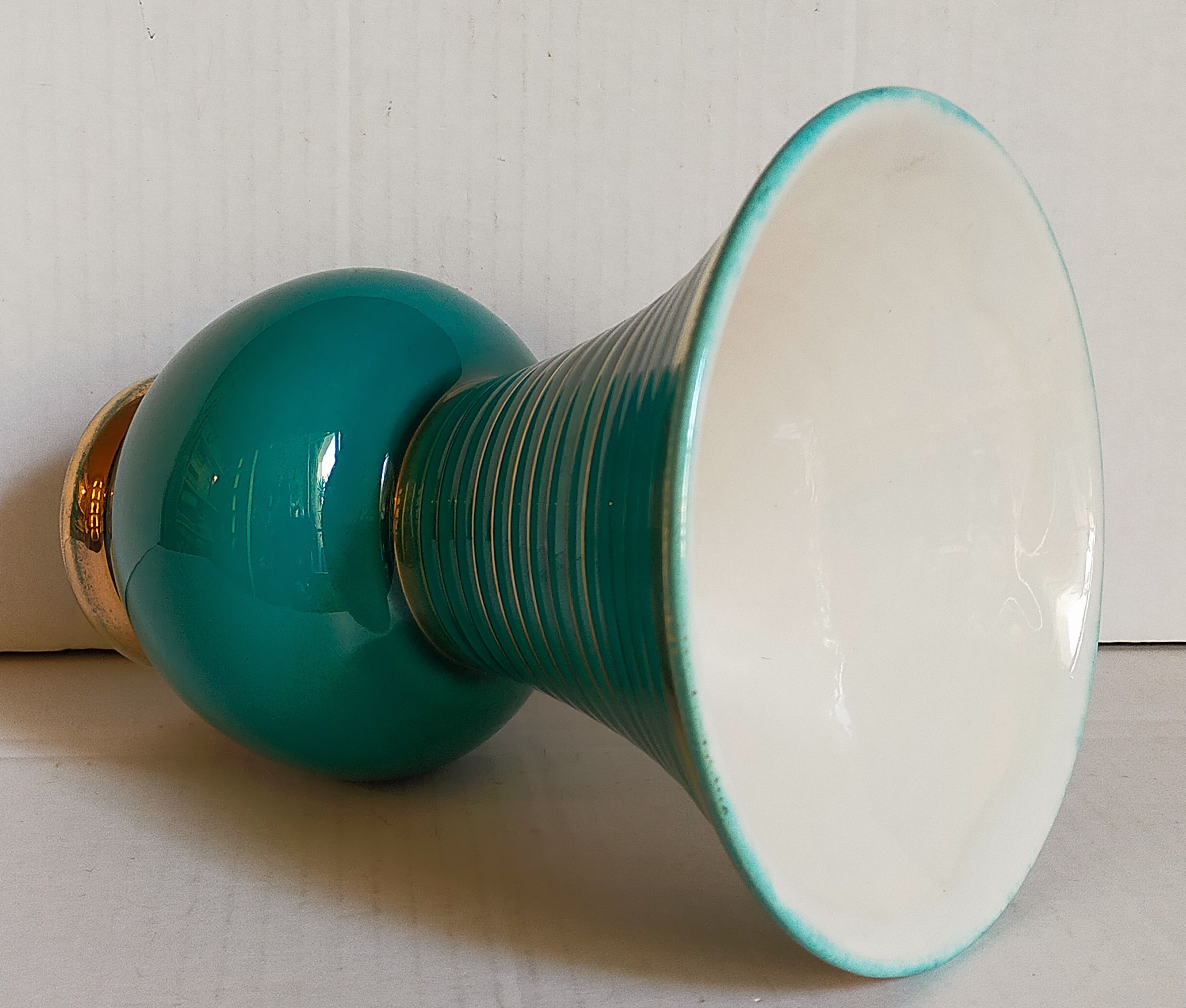 Art-deco vase in green and gold slip