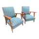 Pair of emerald green fabric armchairs circa 1950