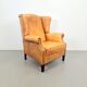 Vintage Sheepskin Leather Wing-Back Chair, 1970s