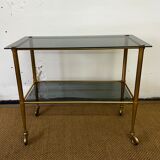 Console / brass and smoked glass tray