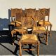 6 rustic style chairs, wood and straw, 1940