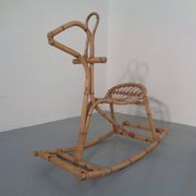Large Bamboo Rocking Horse by Dirk van Sliedregt for Rohé Noordwolde, 1950s