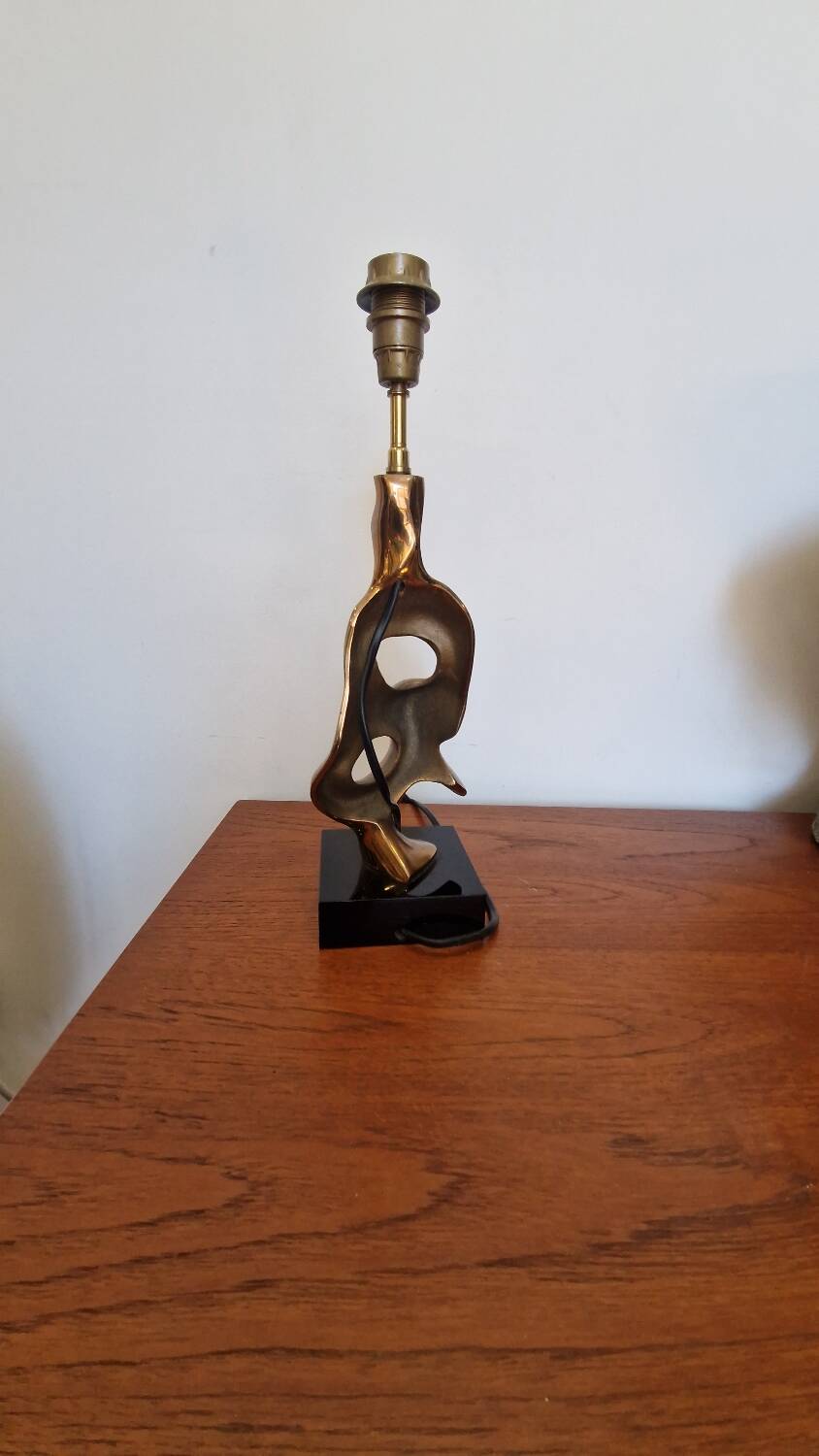 Michel Jaubert, gilt bronze lamp base. 1970s