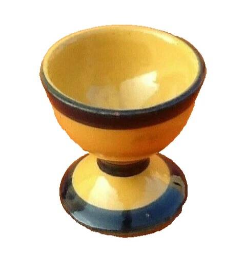 Antique glazed terracotta egg cup