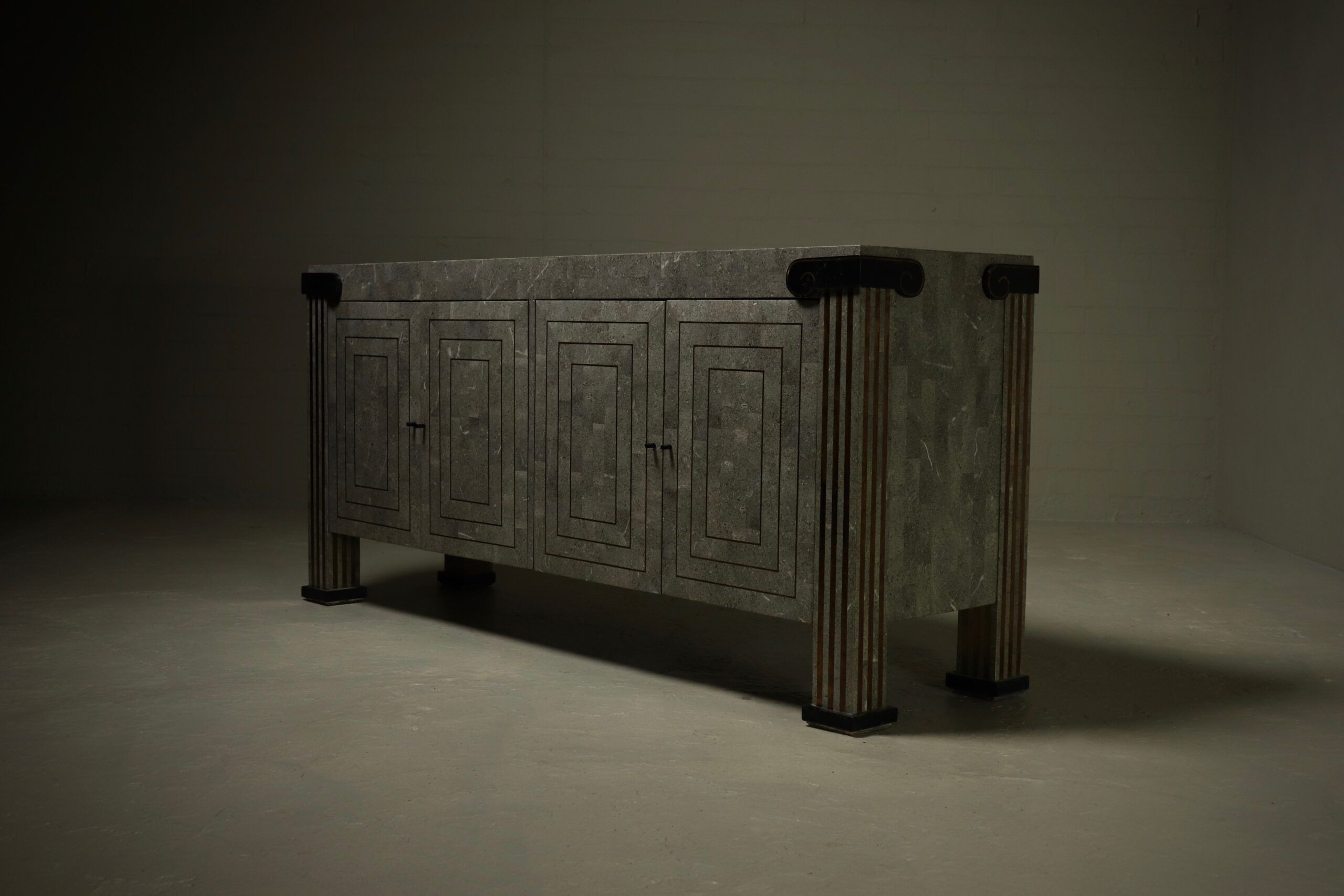 Maitland-Smith tessellated marble and brass sideboard 1980s