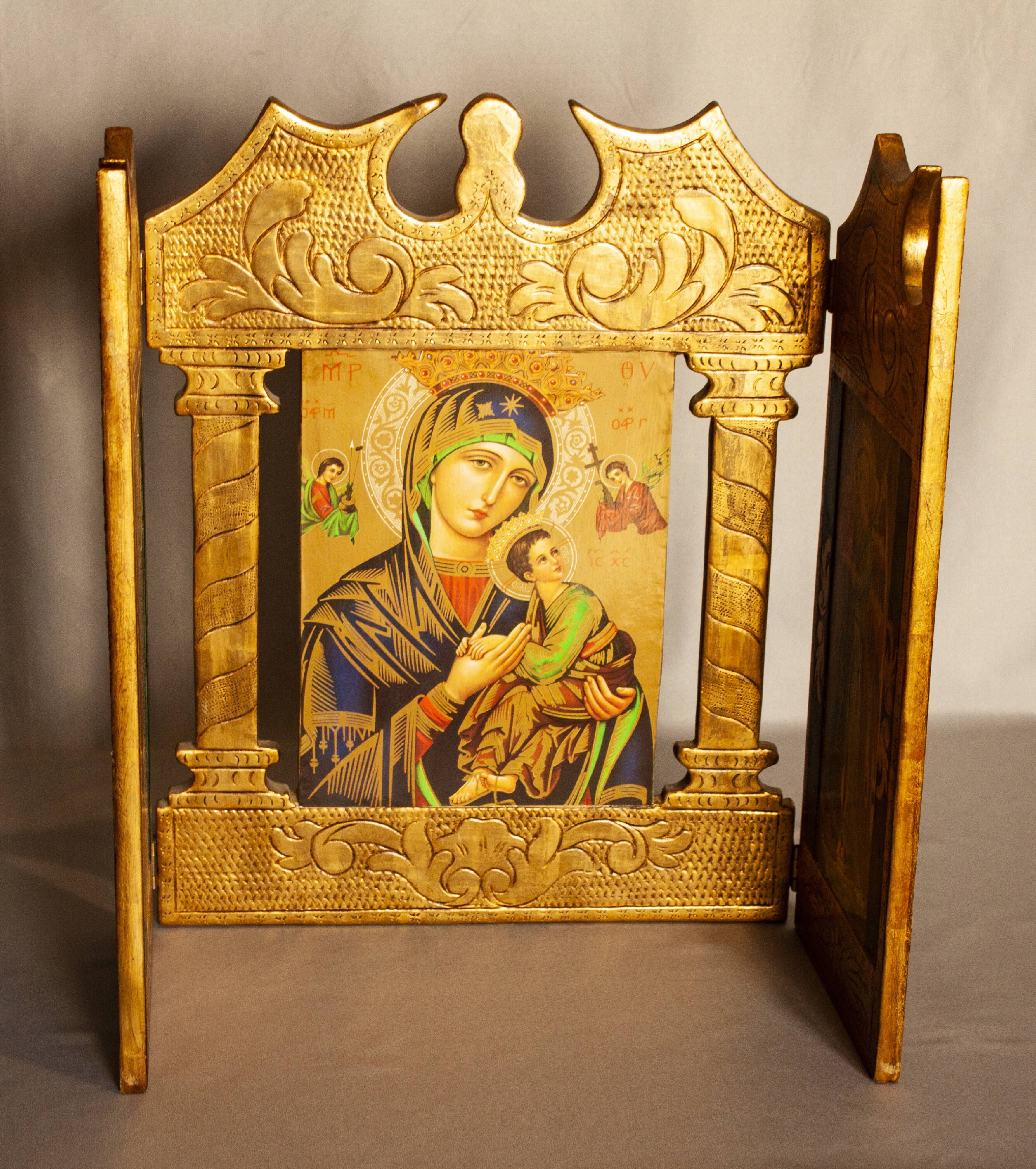 Tríptico religioso. quadro religioso.