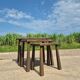 Set 3 nesting tables oak high legs 1970s dark brutalist