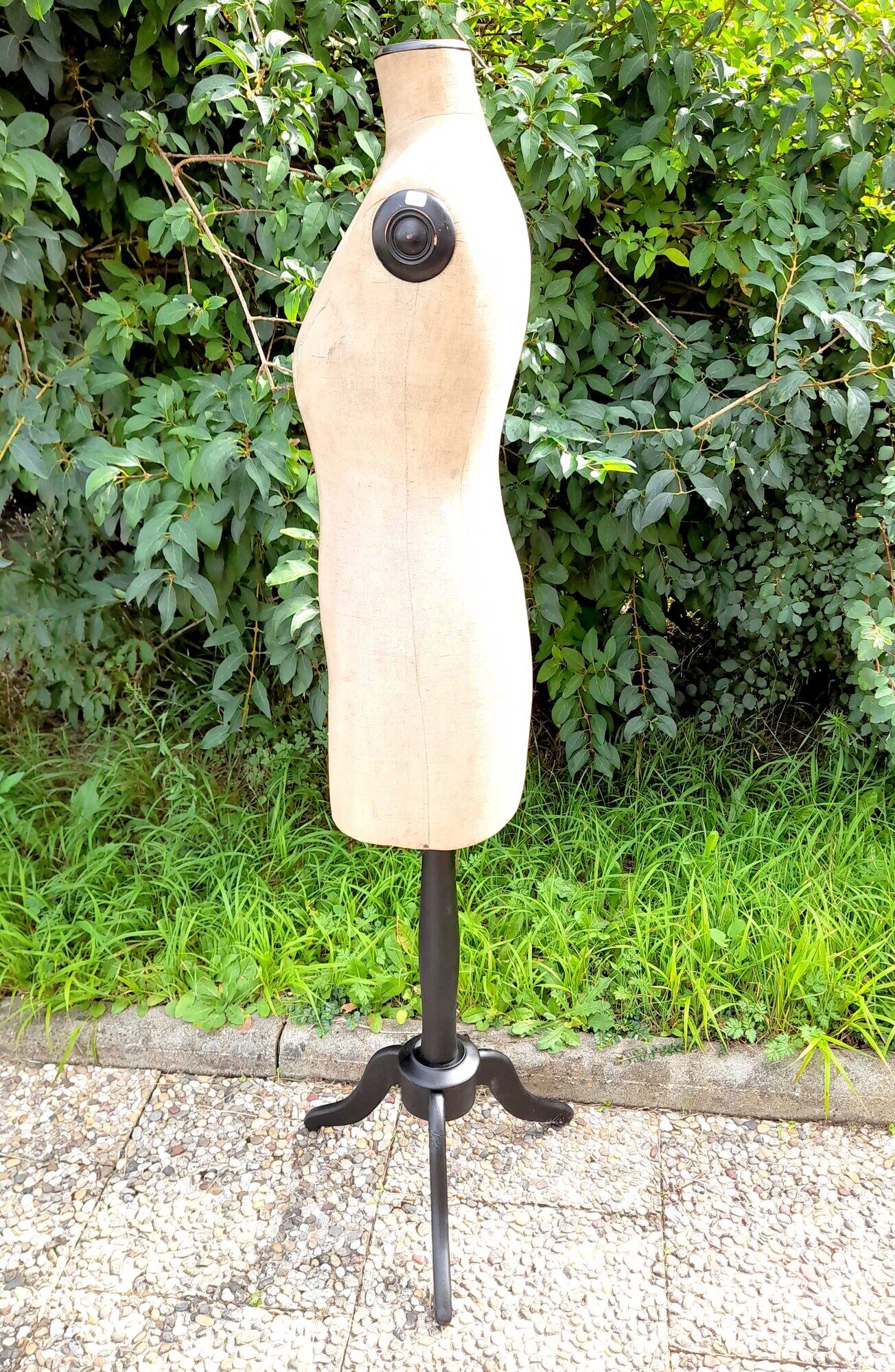 Old couture mannequin "au louvre" bust in fabrics and wood 1900 size 44