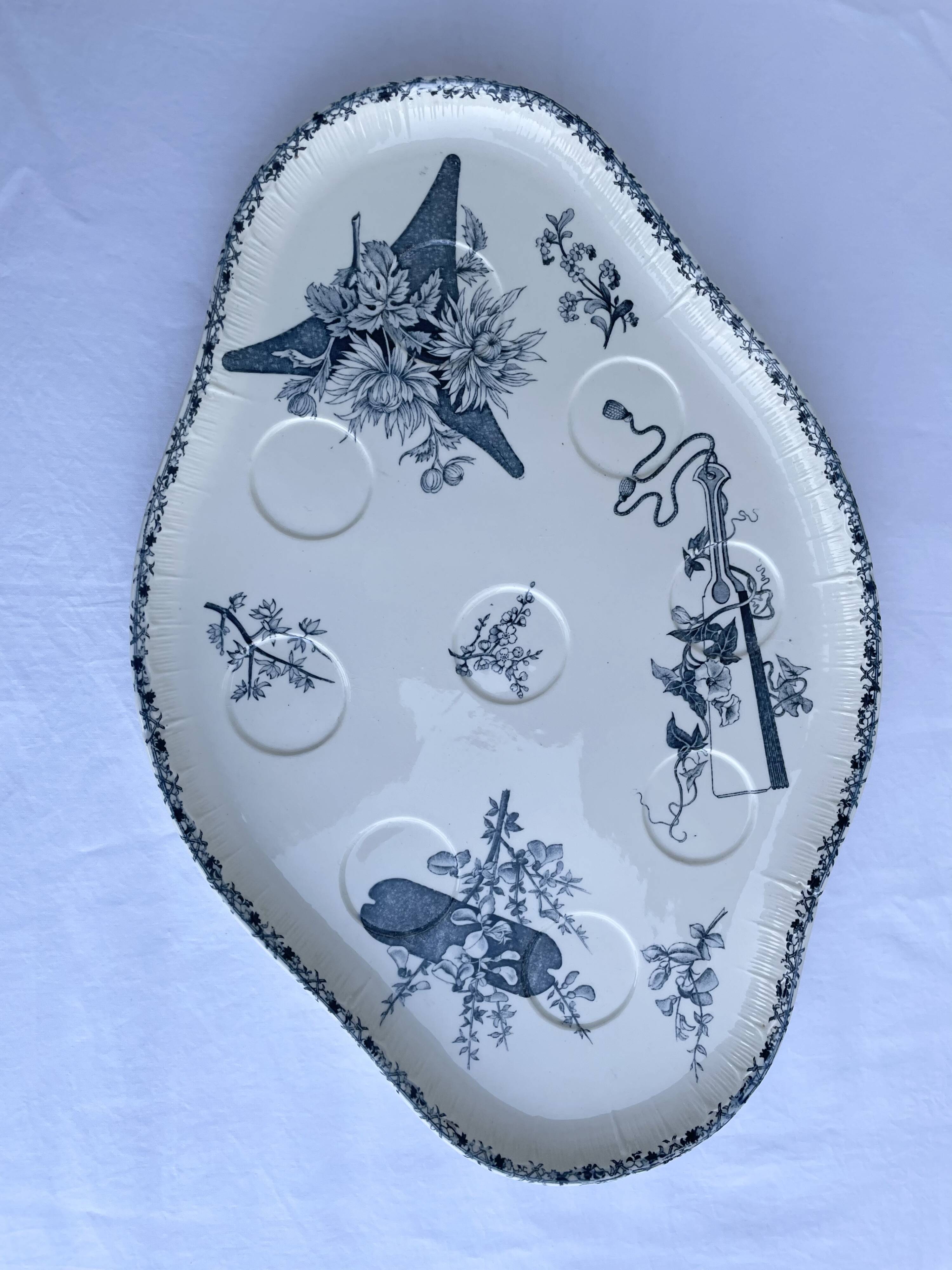 Old earthenware egg dish – Émile Bourgeois, late 19th century