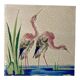 Longwy, old tile earthenware under flat decoration herons nineteenth