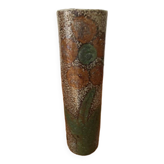 Jean Claude Monange salt stoneware scroll vase. “Daisy” pattern