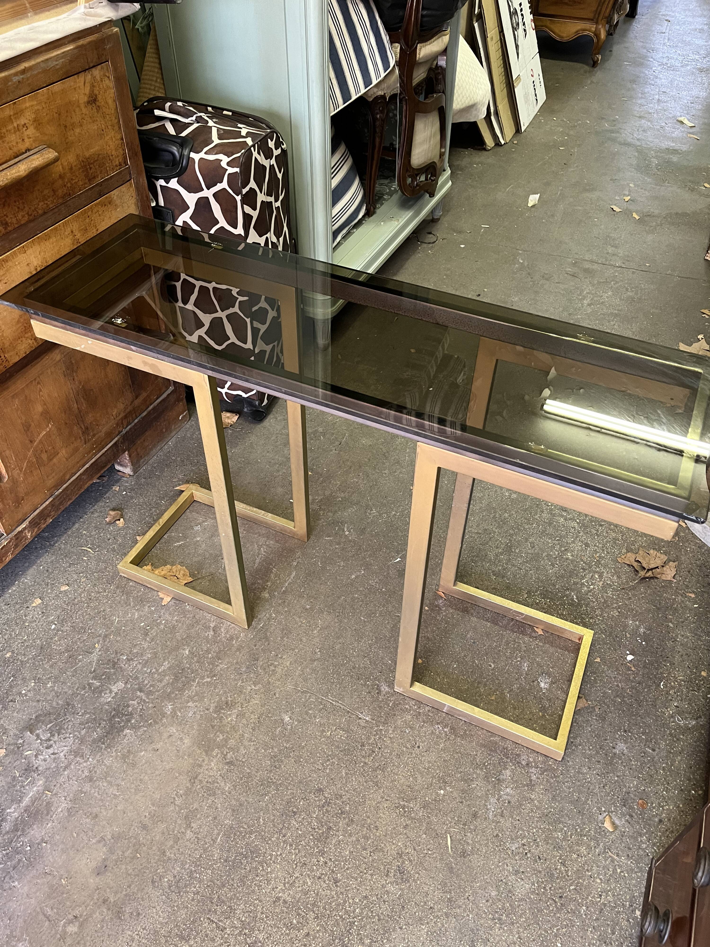 Console année 70 chrome et laiton