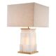 Pair of table lamps in alabaster and patinated brass