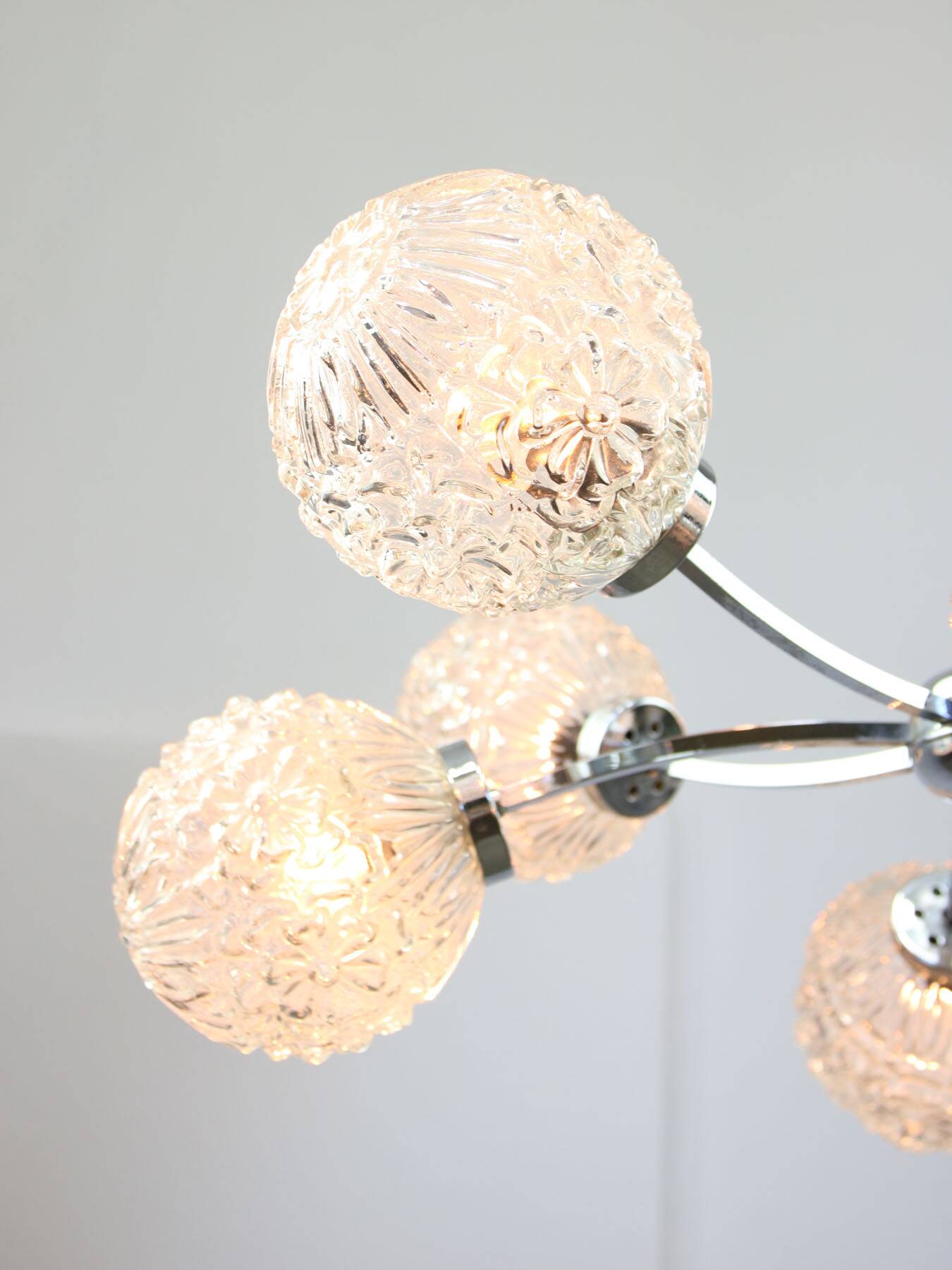 Mid-century Italian 8-Arm Chrome and Crystal Chandelier, 1960s