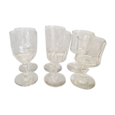 6 anciens verres à eau dépareillés