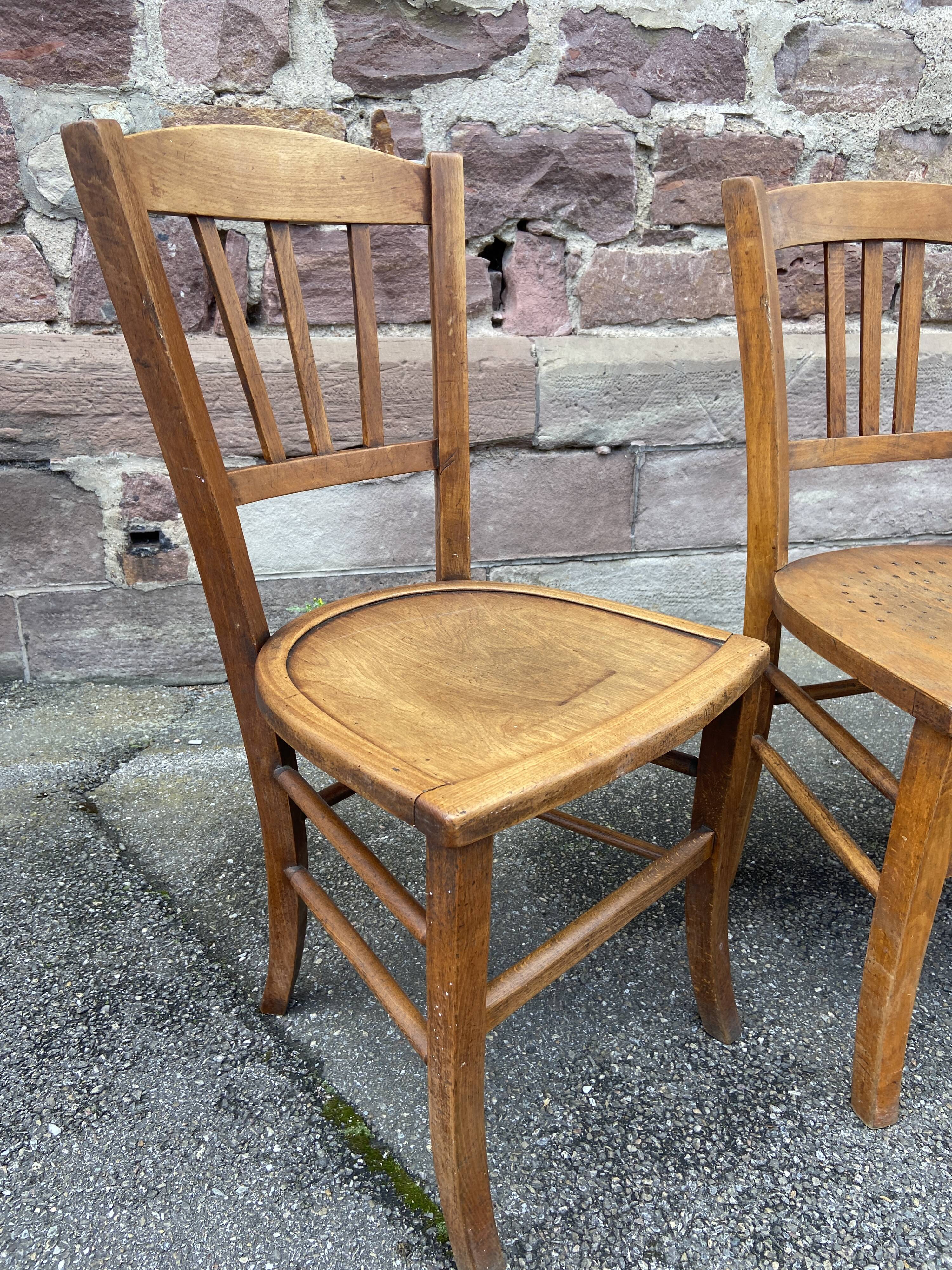 Lot 4 Bistro chairs mismatched wood curved Brasserie