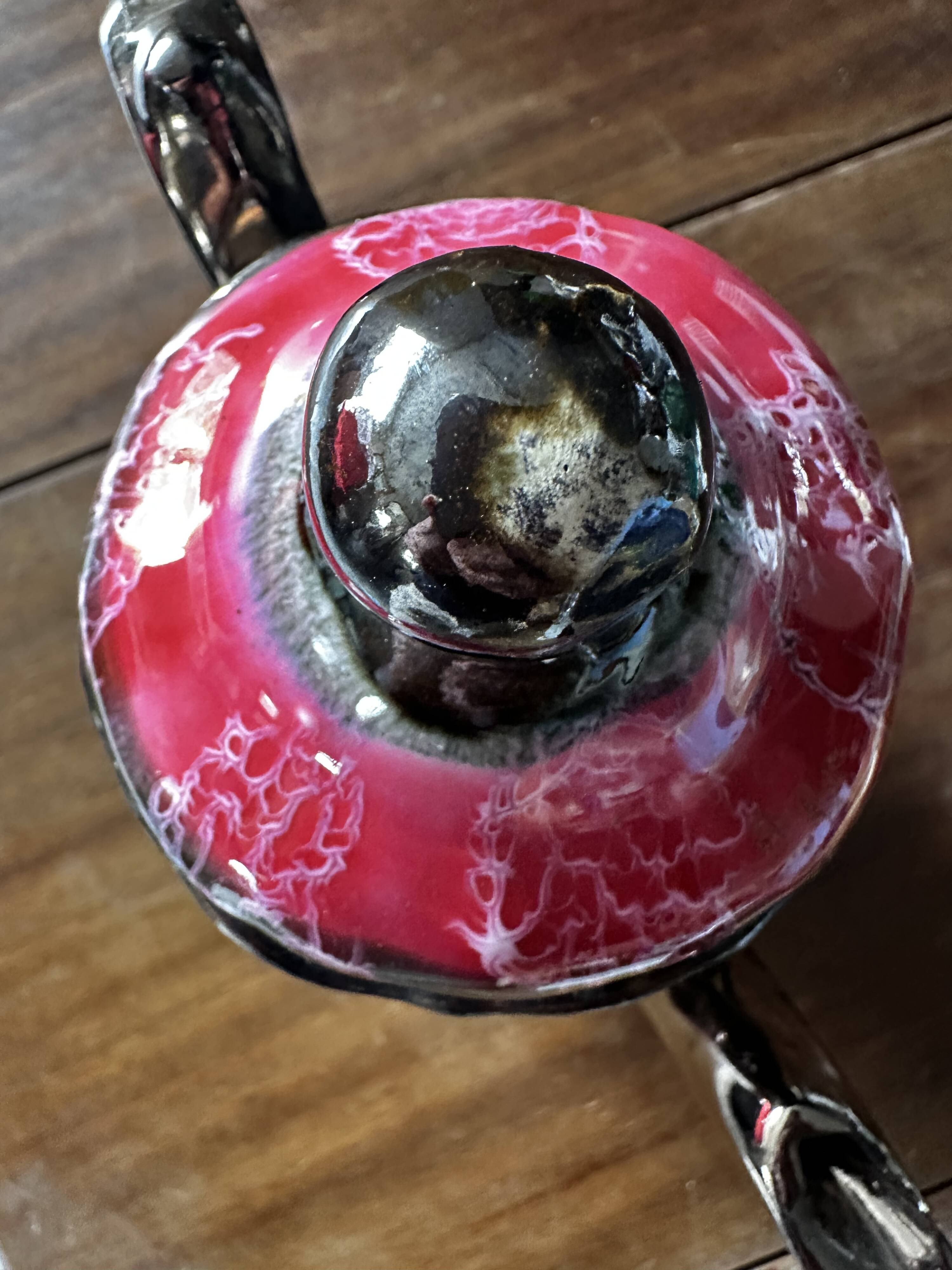 Vallauris Chrome Enameled Ceramic Teapot or Coffee Pot