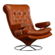 Cognac Leather Swivel chair, 1960s