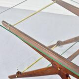 Table basse italienne en acajou, laiton et verre