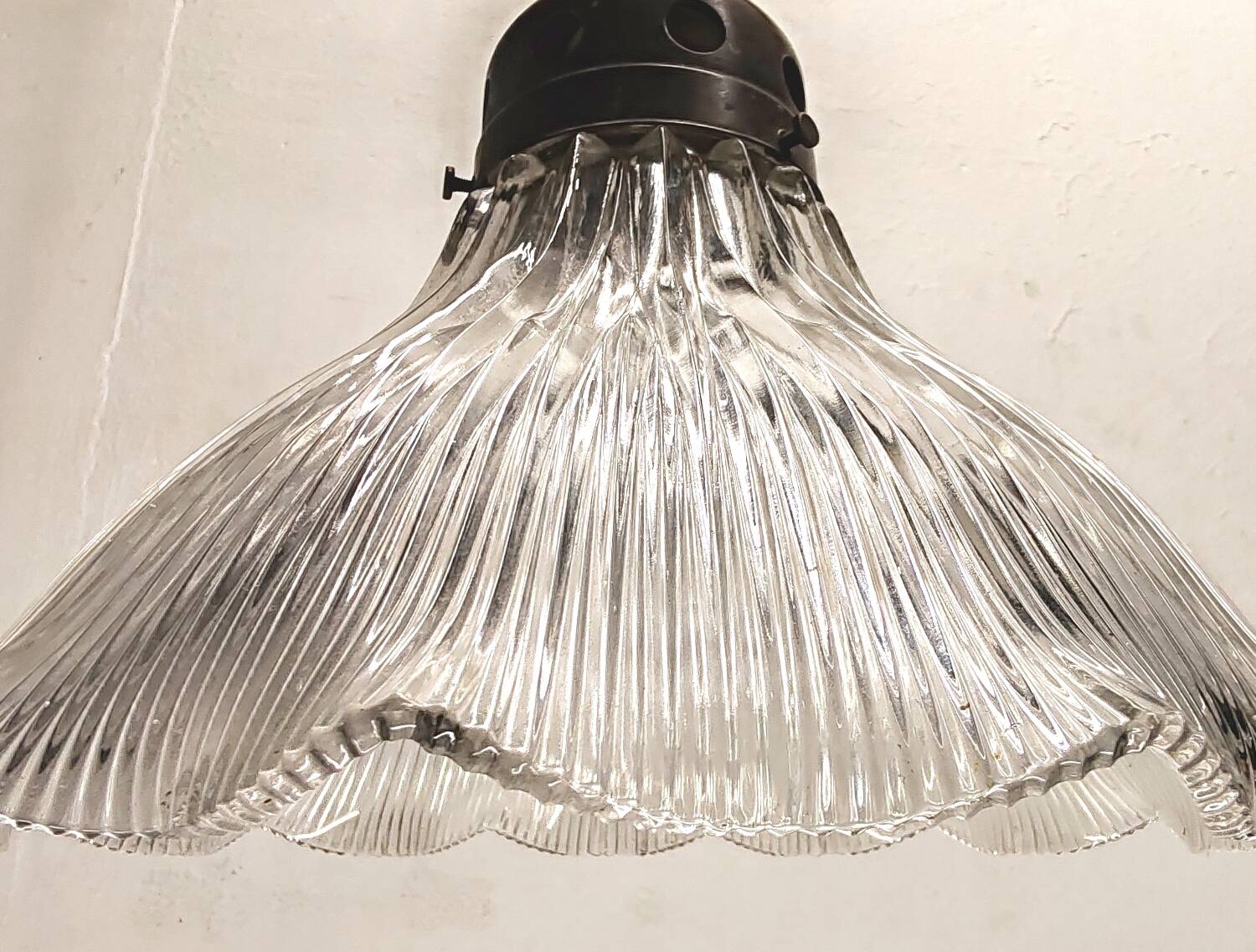 Large holophane industrial glass lamp from the 20s
