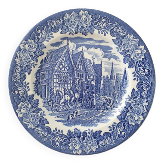 Assiette en faïence anglaise bleue et blanche