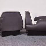 Italian Art Deco Leather and Fabric Club chairs-Armchairs, 1950s, Set of 2