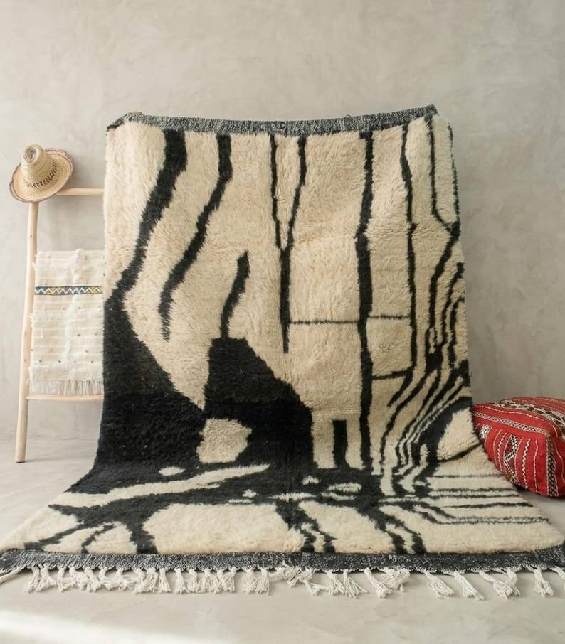 Beni Ourain black and white Berber rug size 1.5/2.5 m