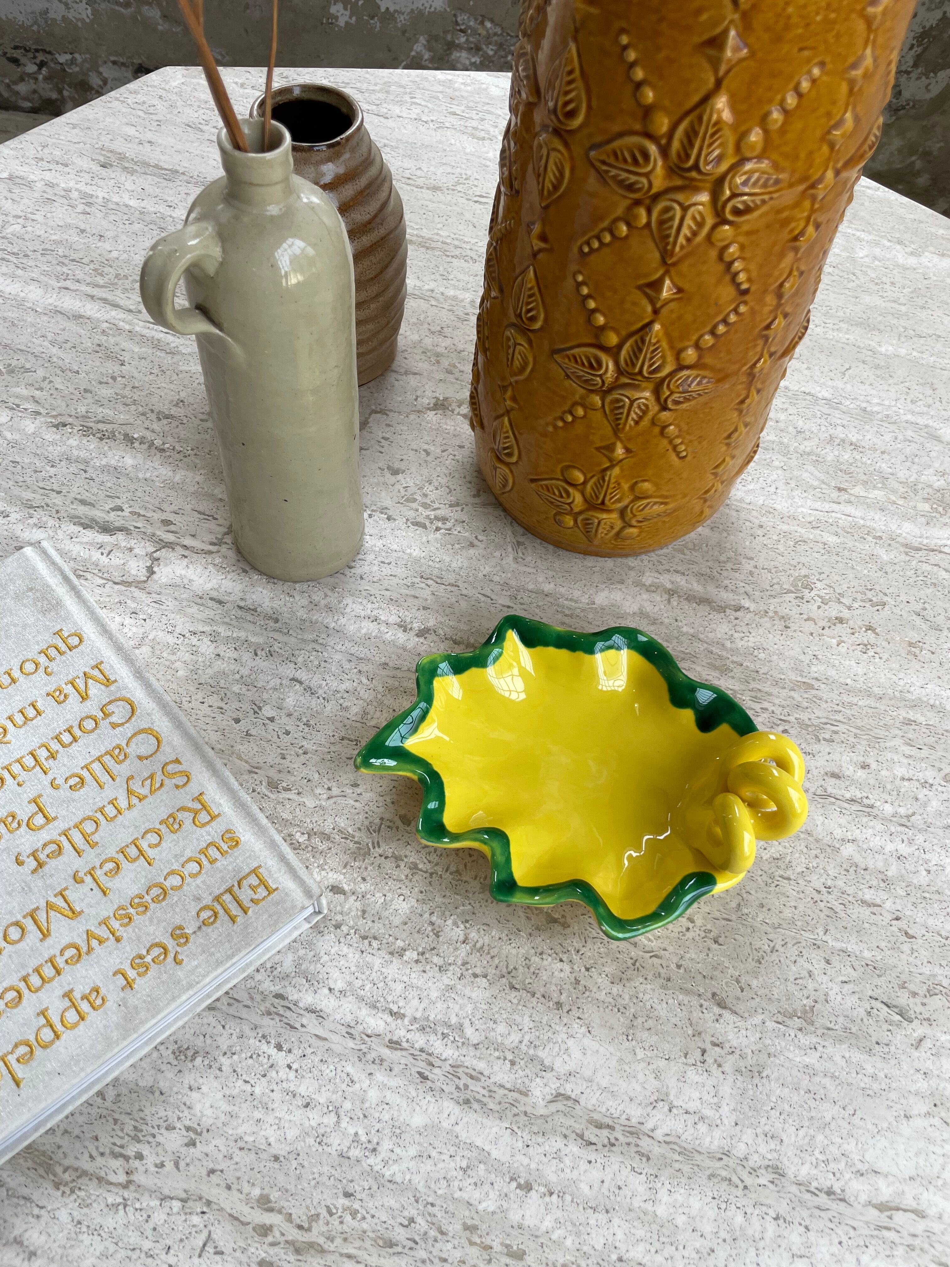 Ceramic yellow vallauris dish