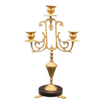 Chandelier style napoléon iii - laiton et marbre - french antique xixème