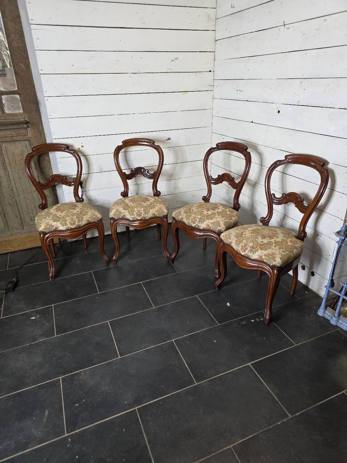 4 Louis Philippe style chairs from the 19th century in cherry wood.