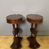 Mahogany bedside table with swan neck.