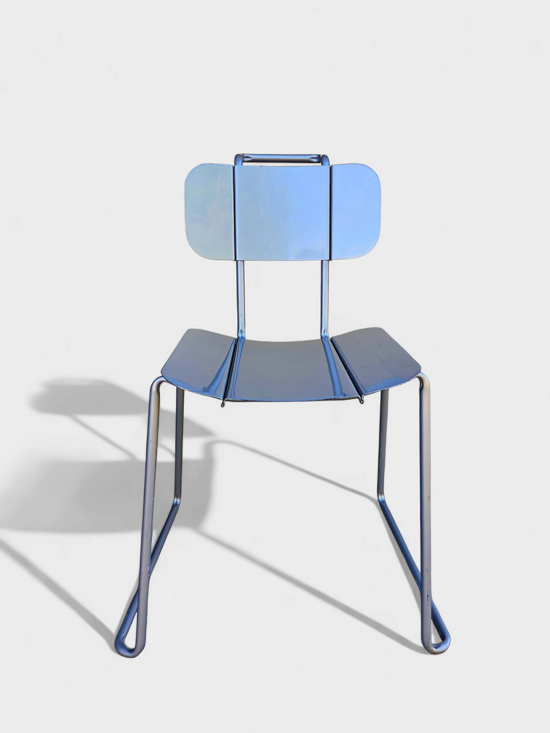 Modern Italian aluminum chairs by Tanzi, 1980