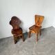 Paire de chaises brutalistes savoyardes en pin