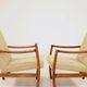 Pair of Scandinavian modern longue chairs green nebula 1970s