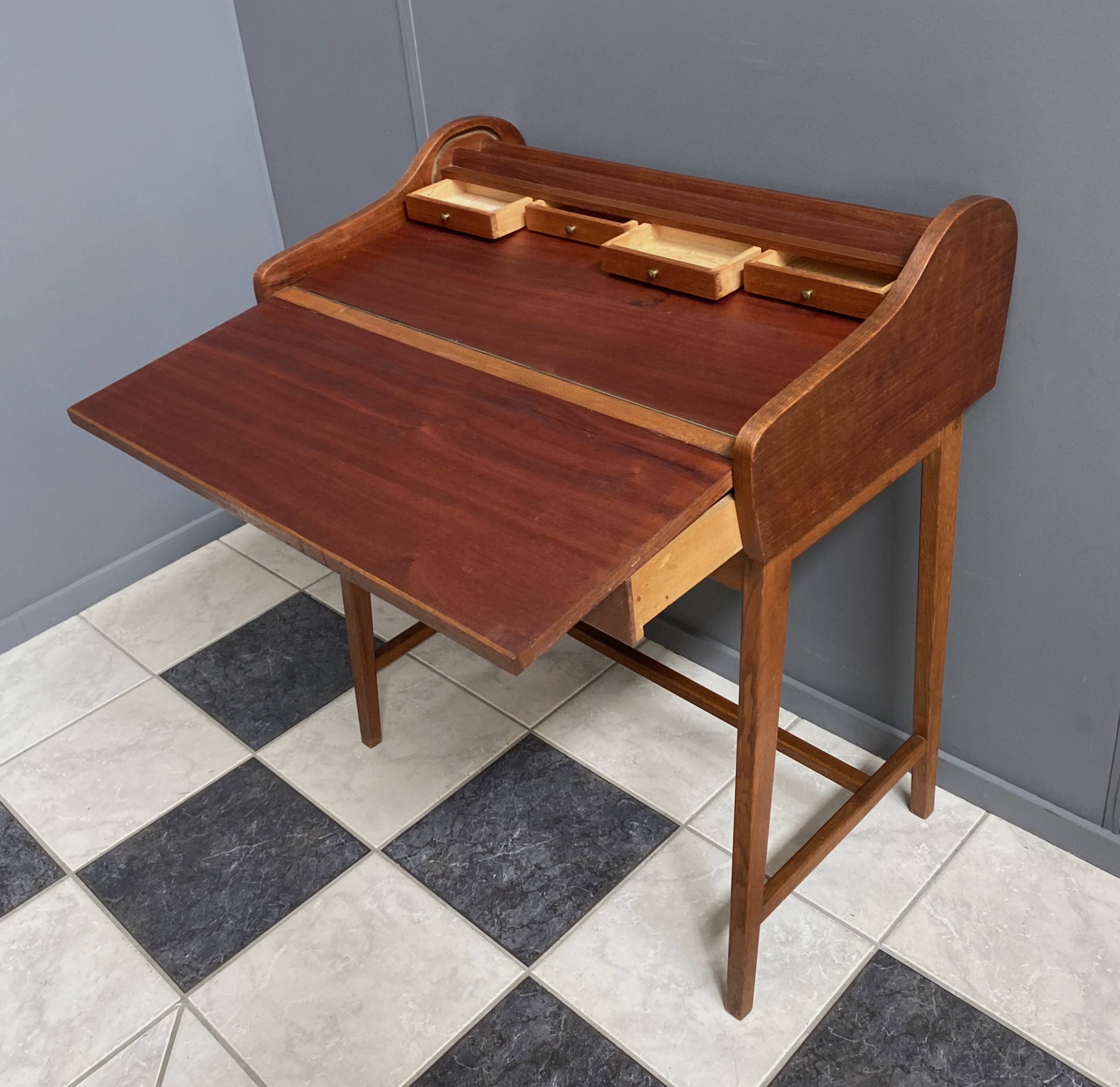 Teak desk with rolup top 1960s denmark